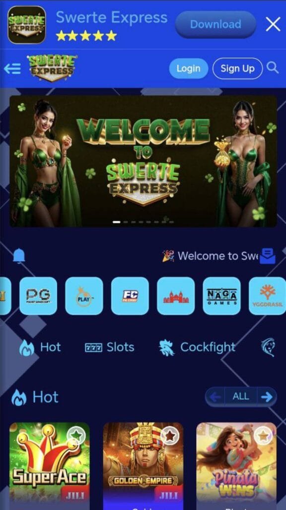 Swerte Express Casino APP Lobby
