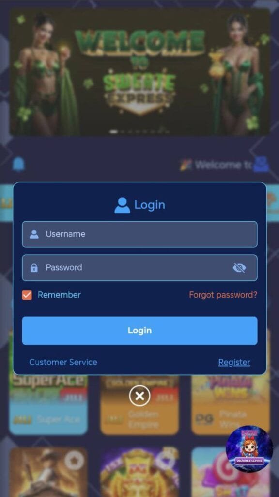 Swerte Express Casino Login Page