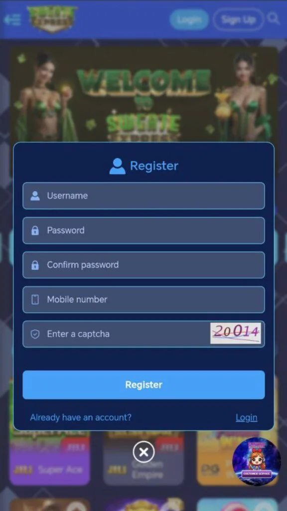 Swerte Express Casino Registration Form